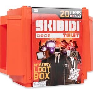 Skibidi Toilet Giant Mystery Loot Box, with 20 Mystery Surprises.